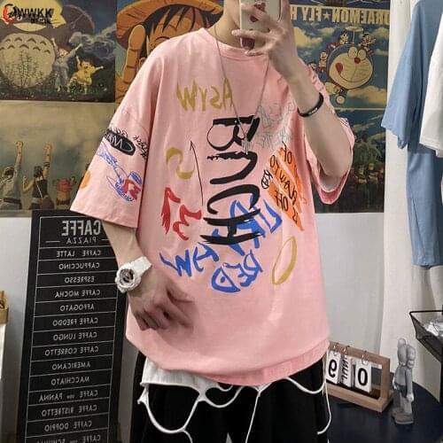 WWKK 2021 T Shirt Men Cartoon Anime Printed Men‘s Tee Shirts Summer Loose Cozy Japanese Harajuku Couple Streetwear men