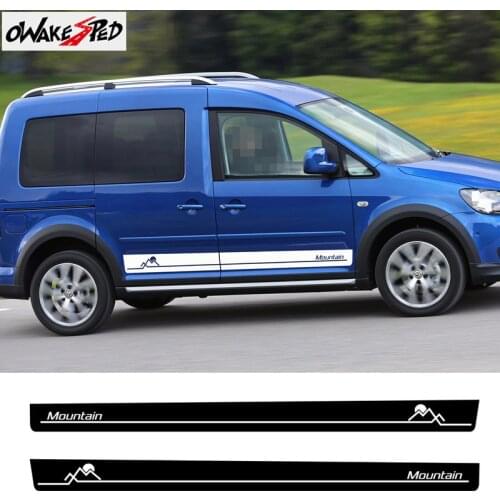 Mountain Sun Graphics Car Body Decor Stickers Auto Door Side Skirt Vinyl Decals For Volkswagen Caddy Sport Stripes Styling