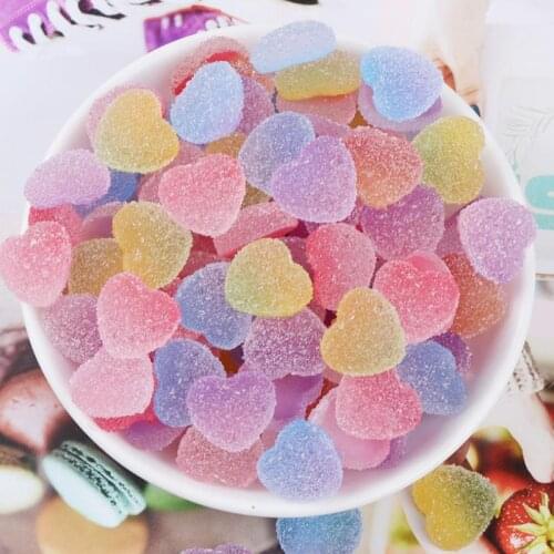 10 Pcs/set New Hot Sale Flatback Resin Cabochons Simulation Candy Food Cute Heart Shaped Candy DIY Party Decor Gift