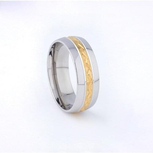 Handmade 8mm Bicolor Mens Ring Wedding Bands Anniversary Birthday Male Gift Fashion Rings Stainless Steel Jewelry