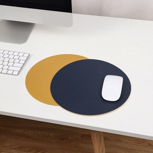 Mouse Pad Round Solid Color Thickened Non-slip Office Double-sided Leather Gaming Mice Mat Comfortable For Laptop PC