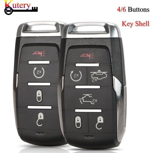 Kutery 5pcs/Lot Car Key Shell For Dodge Ram 1500 4/6 Buttons Replacement Car Key Case Cover With Uncut Key Blade Blank