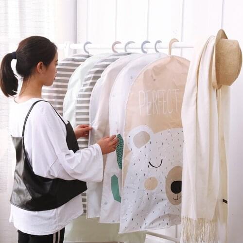 PEVA Clothing Dust Covers closet Cartoon Bear Home Storage Bags Jackets Derss Wardrobe organizer for clothes Hanging Dust Cover