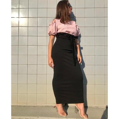 Fashion Women Muslim Long Skirt Stretch High Waist Bodycon Skirts Islamic Bottoms Pencil Maxi Skirts Dress Turkey Abaya Clothing
