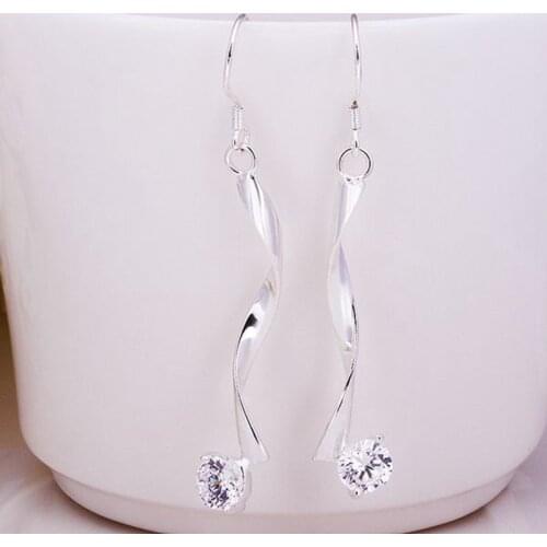 Fashion jewelry Earring For Women, Plated Earrings Twisted White Stone Earrings E185 /PMWCYBOQ GNSIZZFT silver color