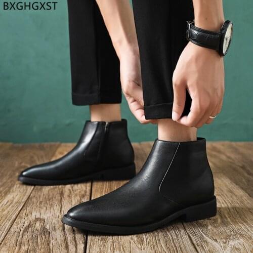 Chelsea Boots Men Casual Shoes Luxury Designer Boots for Man 2021 Black Ankle Boots Men Shoes Leather Botines Hombre Zapatillas