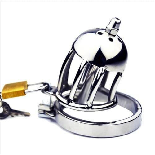 Male Metal Chastity Device Device With Catheter Dog Slave Penis Lock Cock Cage Penis Ring Stealth New Lock Adult Belt Sex Toy