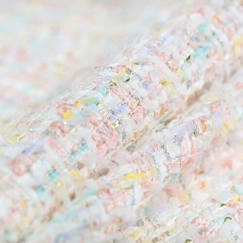 Soft Colorful Tweed Fabric for Coat Dresses, by the Meter, Tulle Woven Paper and Sequin Fabric