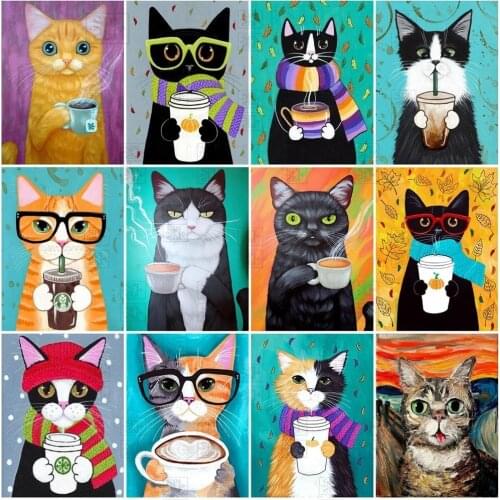5D Diy Full Diamond Painting Mosaic Cute Cat Needlework Diamond Embroidery Cartoon Animal Cross Stitch Kits Home Wall Decor