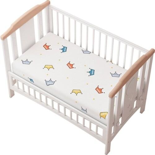 Boys Girls Printed Crib Fitted Sheet Woven Cotton Childrens Mattress Standard Size Non Slip Thin Sheet Cotton Protective Cover