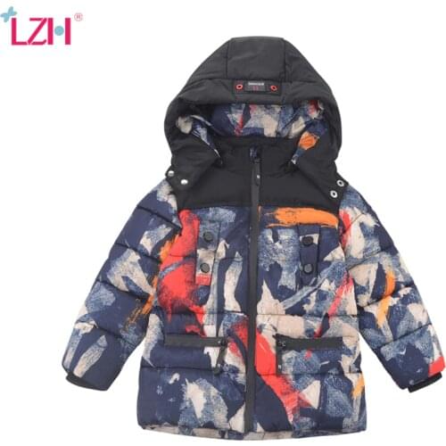 LZH 2021 New Camouflage Clothes Child Boy Thicken Autumn Winter Jacket Kids Down Padded Jacket Warm Mid-Length Baby Boys Coats
