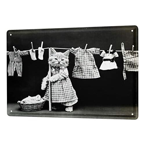 Tin Sign Decor Plaques 30 x 40 cm Cat Dresses