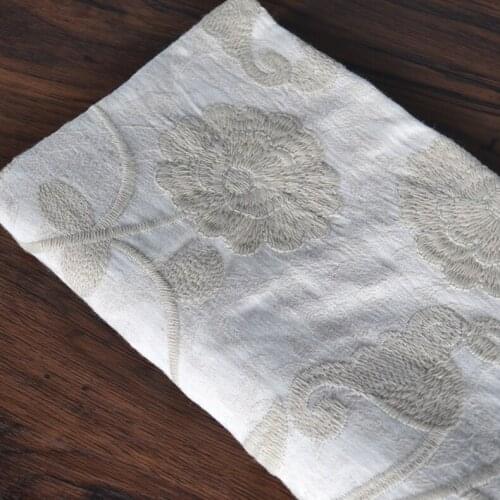 Autumn and winter high-grade cotton and linen cloth,embroidery pure color linen jacquard cloth