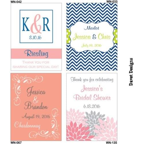 Personalized Wine Bottle Label 3x4 inch Custom Wedding Wine Bottle Rectangle Labels, Save Name and Date