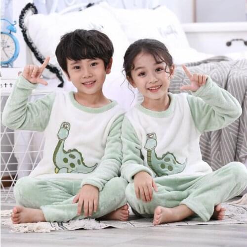 Winter Children Fleece Pajamas Warm Flannel Sleepwear Girls Loungewear Coral Fleece Kids pijamas Homewear Boys Nightwear Pyjamas