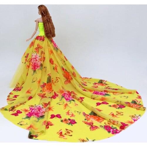 30cm Doll Dress Fashion Clothes Tailed Floral Dress for licca For Barbie Doll Accessories Baby Toys Best Girl' Gift