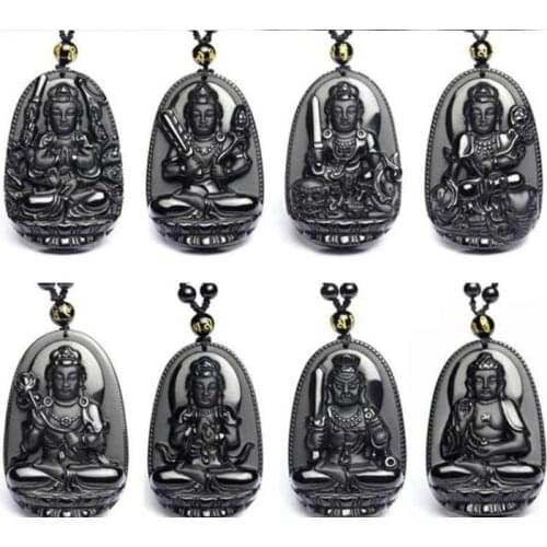 Natural stone Turquoises Quartz crystal Black Obsidian hand Carved Buddha Pendant for diy jewelry making necklace Accessories