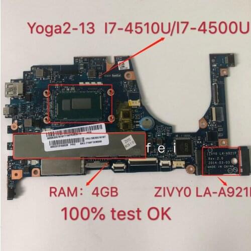 Applicable to YOGA2-13 notebook motherboard I7-4500U 4G.I7-4510U 4G number LA-A921P FRU 90005931 5B20G19204