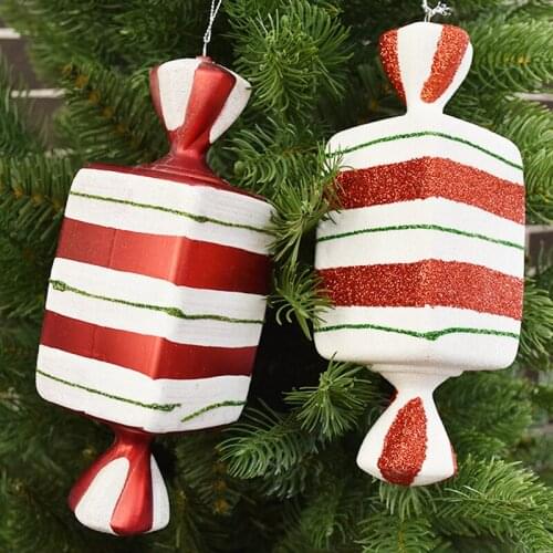 Christmas ornaments pendant Christmas tree decoration red and white 15/18CM painted candy pendant childrens holiday products