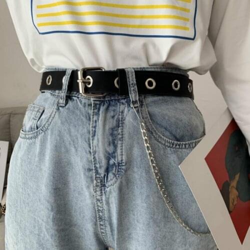 Detachable Waist Belt Chain Punk Hip-hop Trendy Women Belts Lady Fashion silver Pin Buckle leather Waistband Jeans Newest Design