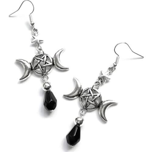 Triple Moon Earrings Gothic Witch Wiccan Pagan Jewelry Goddess Alternative Crescent Full NEW Women Gift Fashion Delicacy 2021