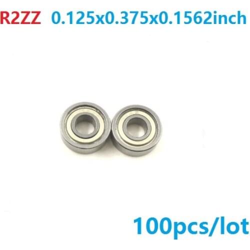 100pcs/lot R2ZZ R2 ZZ 2Z ball bearing 1/8" x 3/8" x 5/32" Inch double shield Deep Groove Ball bearing 3.175x9.525x3.967mm