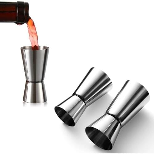 Stainless Steel Double-Head Cocktail Shaker Measure Cup 15/30ml or20/40ml Silver Cocktail Jigger Wine Measure Device Layered Cup