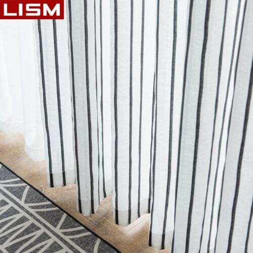 Striped Minimalism Linen Curtains for the Bedroom Living Room The Kitchen for Modern Voile Tulle Curtains for Window Drapes Door