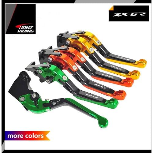 For Kawasaki ZX-6R ZX6R 636 2007-2016 Motorycle Foldable Brake Clutch Levers Logo (ZX-6R)