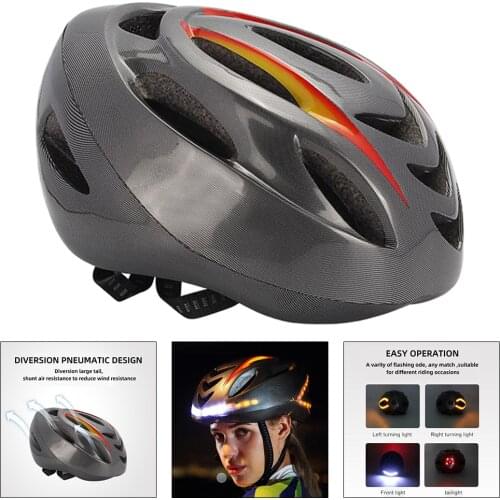 Bike Helmet Safety Cycling Helmet Adjustable with Turning Signal Lights Hats