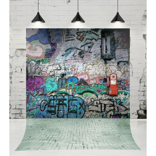 VinylBDS Children Broken Brick Background Newborn Graffiti wall Backdrops Vintage Brick Floor Backdrop for Baby Photo Studio