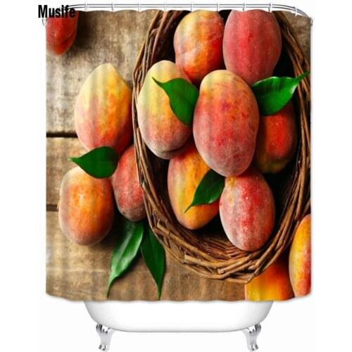 Musife Custom High Quality Peach Shower Curtain Waterproof Bathroom Polyester Fabric Bathroom Curtain