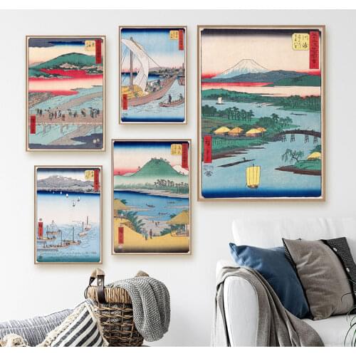 Japanese Traditional Landscape Poster Canvas Art Print , Japanese Style Canvas Painting Wall Picture Home Wall Decor