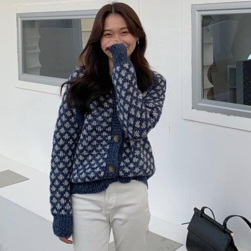 Vintage Autumn Winter Women Knitted Cardigan Sweater 2021 O-neck Single Breasted Cozy Crochet Outerwear Female