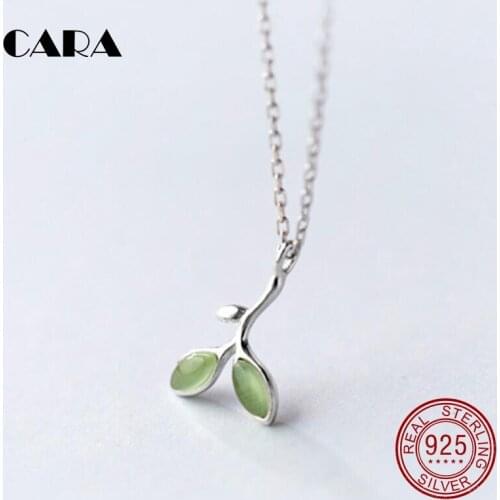 2019 New ladies elegant 925 sterling silver chocker necklace leaf buds necklace charms lady fashion jewelry necklace CARA0061
