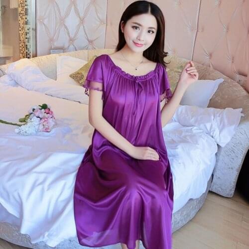 Womens Silk Lingerie Lace Lingerie Dressing Gown Loose Fit Nightgown Satin Babydoll Luxury Champagne Wedding Bride Sleepwear