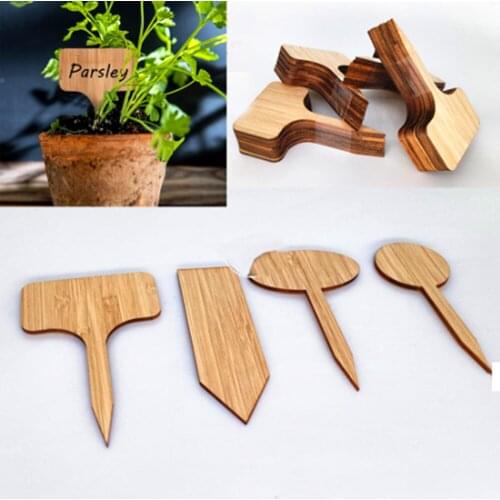 10Pcs 6X10CM Bamboo Plant Labels Eco-Friendly Wooden Plant Sign Tags Garden Markers For Seed Potted Herbs Flowers Tool