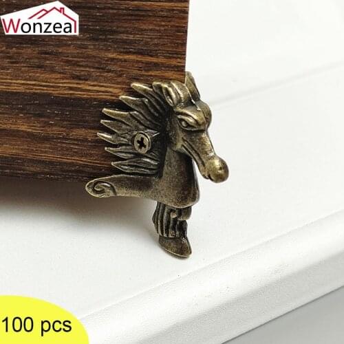 100PCS Antique Jewelry Box Corner Feet Protector Desk Case Edge Vintage Bronze Jewelry Wooden Bracket Feet Leg Wholesale