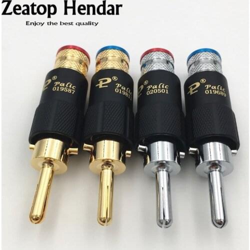 20Pcs HIFI Palic Brass Gold / Silver Plated Banana Male Jack Audio Speaker Plug Screw Lock 9mm Cable Connector High Quality