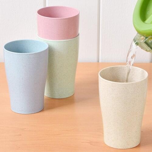 4Pcs Wheat Straw Water Cup Multi-Functional Coffee Glue Plastic Cup Drinking Glass Kids Cups Reusable Bathroom Water Cup