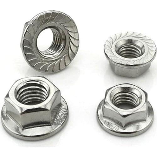 50pcs/lot DIN6923 Stainless steel hex flange nuts M3 M4 M5 M6
