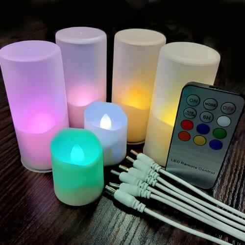 6PCS Colorful Led Candle Remote Control Rechargeable Tea Light With Batteries Christmas Cdandles For Halloween Home Decoration
