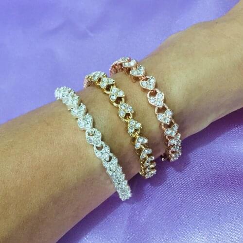 Nanny Heart-Shaped Bracelet Shiny Zircon Inlaid Trend Fashion Jewelry Womens Charm Accessories Romantic Couple Gift Party S042