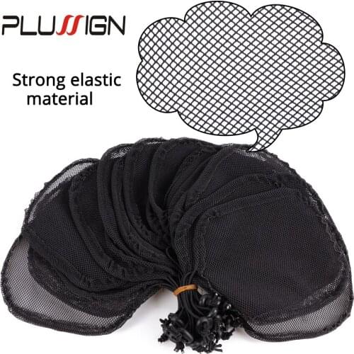 Black Weaving Net Cap With Adjustable Strap Hair Net For Making Ponytail And Hair Buns Adjustable Strap Hair Net Weaving Wig Cap
