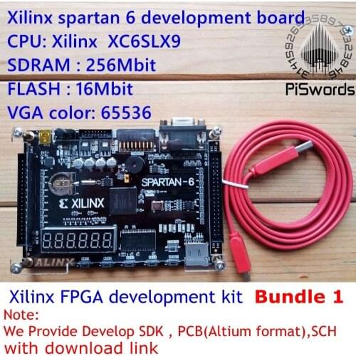 Xilinx spartan 6 FPGA Demo board Xilinx Spartan6 XC6SLX9 With 256Mb SDRAM EEPROM FLASH SD Card Camera VGA