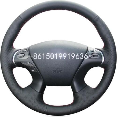 For Infiniti JX35 Q70 QX60 car steering wheel cover hand-stitched black leather
