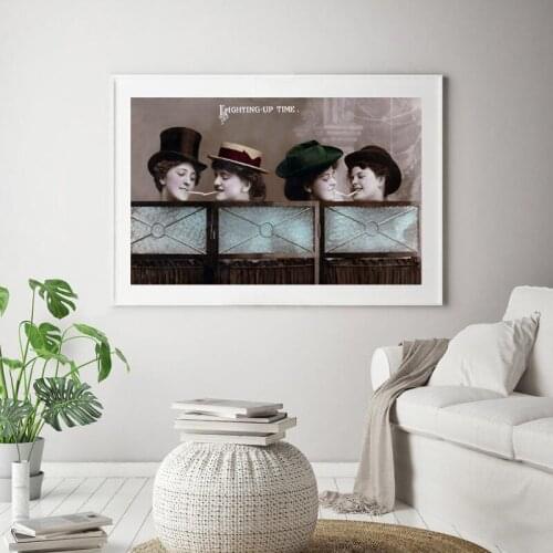 Feminist Women Smoking Art Prints Black White Funny Photo Vintage Poster Woman Gifts Canvas Painting Home Bedroom Wall Art Decor