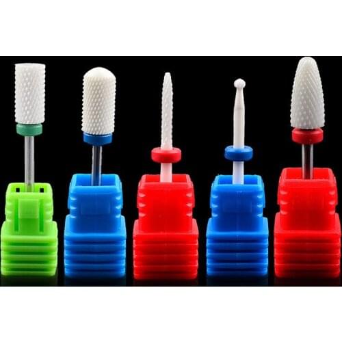 5pcs Ceramic Milling Cutter Nail Drill Bit Electric Manicure Drills Pedicure Mill Bits Machine Files Nail Art Tools Equipment