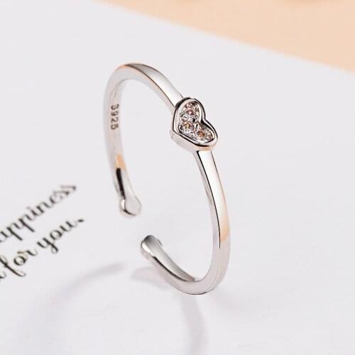 Tiny Heart Ring For Women Female Cute Finger Rings Romantic Birthday Gift For Girlfriend Fashion Zircon Mini Stone Jewelry