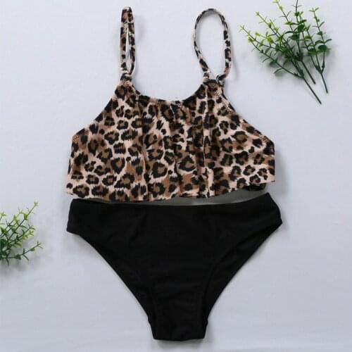 Girls' Leopard Floral Print Bikini Sets 2021 Childrens Swimwear Two Piece Swimsuit For Girls Summer Bikini Sets Kid Swimsuit L3